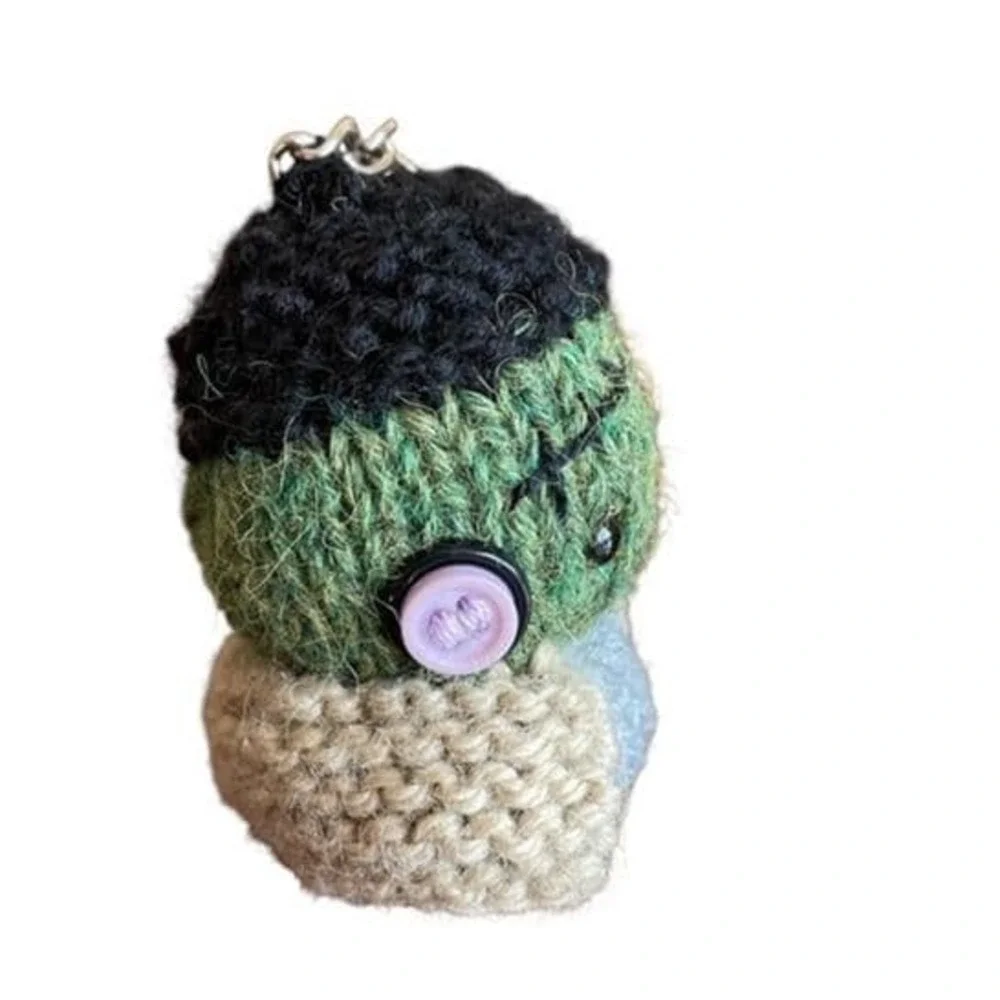 Frankenstein's Monster Keychain Bag Charms Keyring Halloween Accessory Knit Doll